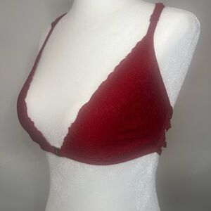 Red lace front close Bralette